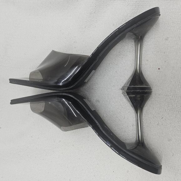 Bisou Bisou Clear Vinyl Sculptural Heel Square Toe Chic Heels Size 6.5 - Picture 6 of 9